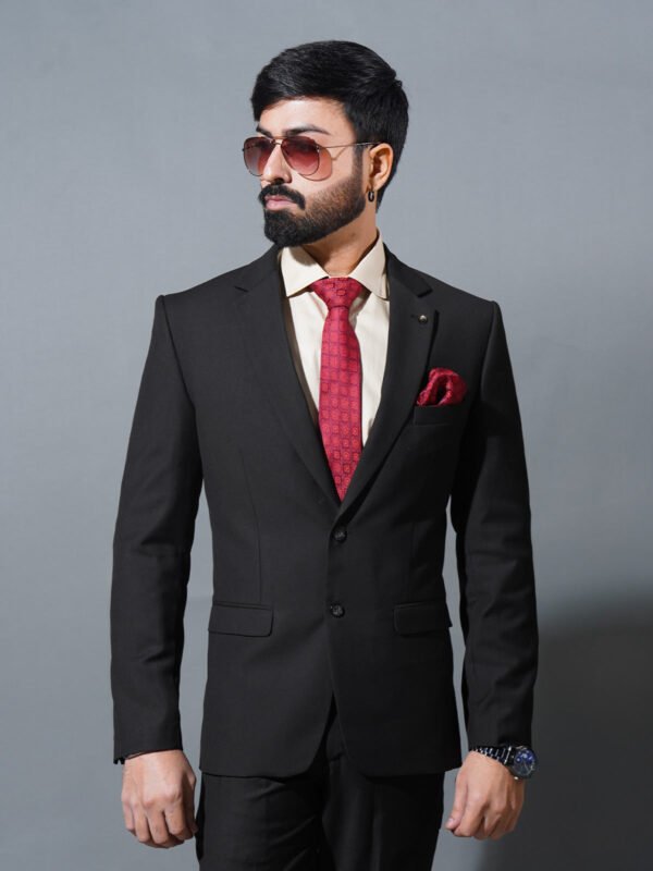 Black Plain Two Piece Suit (SF-108)