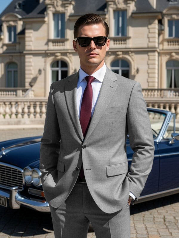 Light Grey Self Two Piece Suit (SF-111)