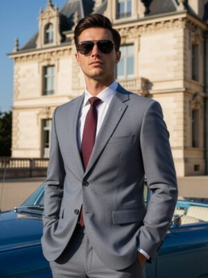 Grey Self Two Piece Suit (SF-118)
