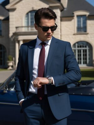 Blue Self Imported Two Piece Suit (SF-123)