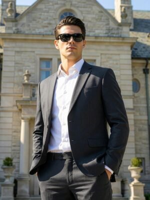 Charcoal Plain Two Piece Suit (SF-130)