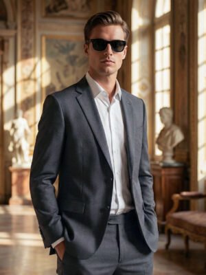 Grey Self Two Piece Suit (SF-134)