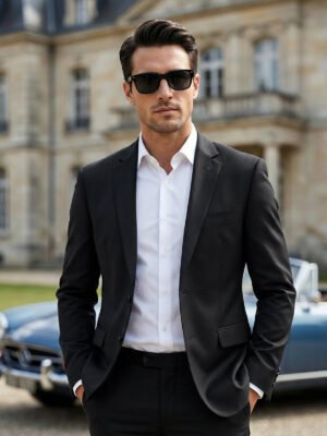 Black Plain Two Piece Suit (SF-136)