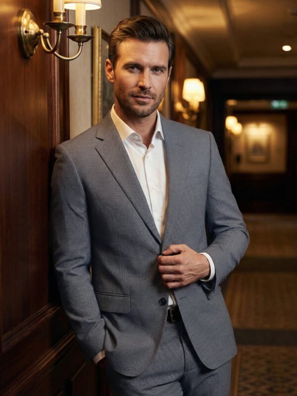 Light Grey Self Imported Two Piece Suit (SF-149)