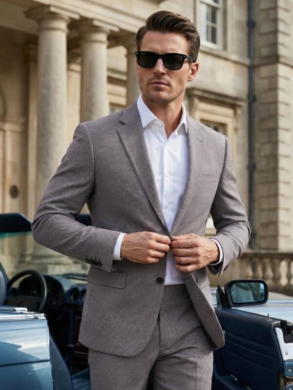 Beige Self Imported Two Piece Suit (SF-152)