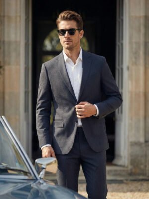 Grey Self Imported Two Piece Suit (SF-153)