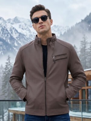 Light Brown Imported Full Sleeves Suede Jacket (SJ-031)