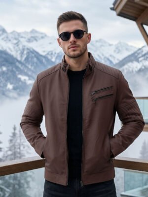 Dark Brown Imported Full Sleeves Suede Jacket (SJ-030)