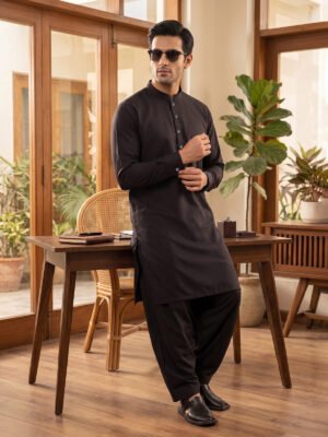 Dark Brown Designer Kurta Shalwar (SK-680)