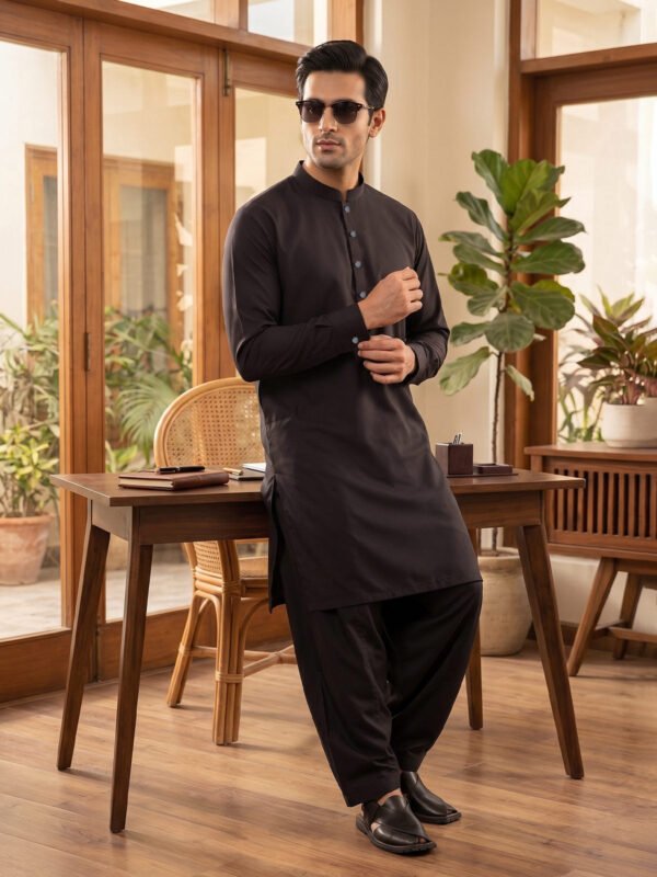 Dark Brown Designer Kurta Shalwar (SK-680)