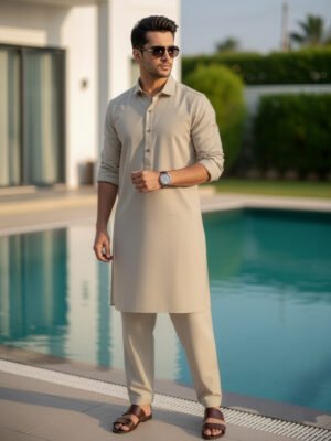 Fawn Designer Shalwar Kameez (SK-608)