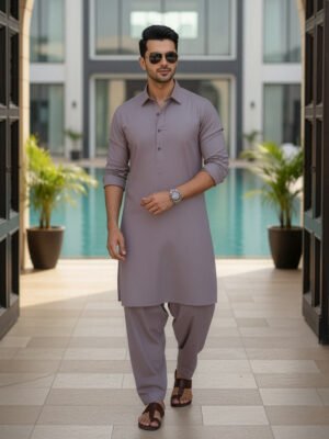 Light Brown Designer Shalwar Kameez (SK-609)