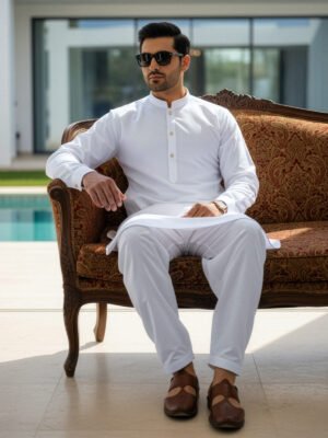 White Designer Kurta Shalwar (SK-616)