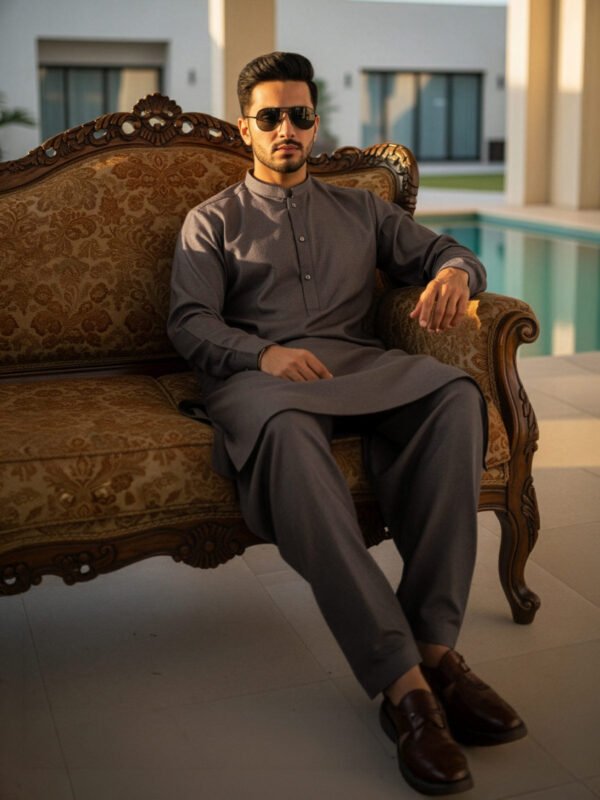 Beige Designer Kurta Shalwar (SK-619)