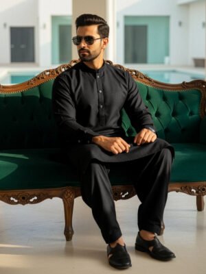 Black Designer Kurta Shalwar (SK-622)