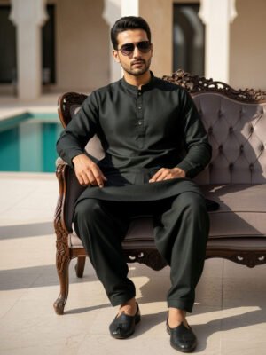 Olive Designer Kurta Shalwar (SK-623)
