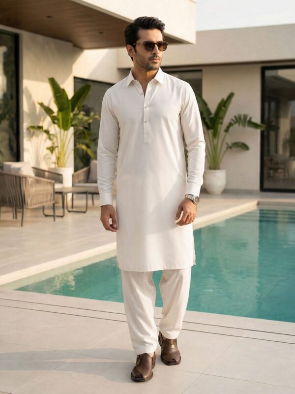Off White Designer Shalwar Kameez (SK-626)