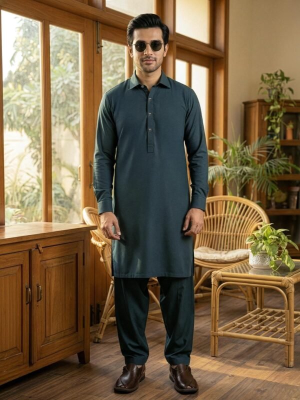 Dark Green Designer Shalwar Kameez (SK-631)