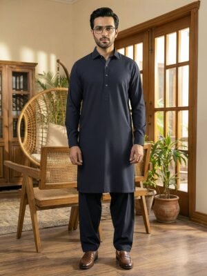 Charcoal Designer Shalwar Kameez (SK-632)
