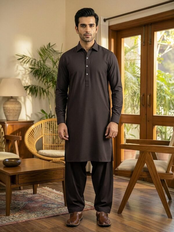 Dark Brown Designer Shalwar Kameez (SK-634)