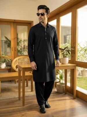 Black Designer Shalwar Kameez (SK-637)