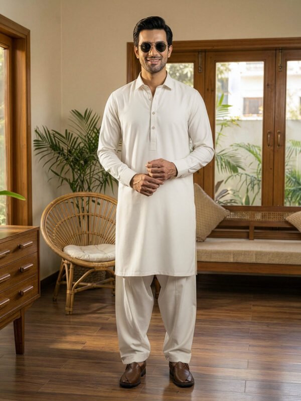 Off White Designer Shalwar Kameez (SK-639)