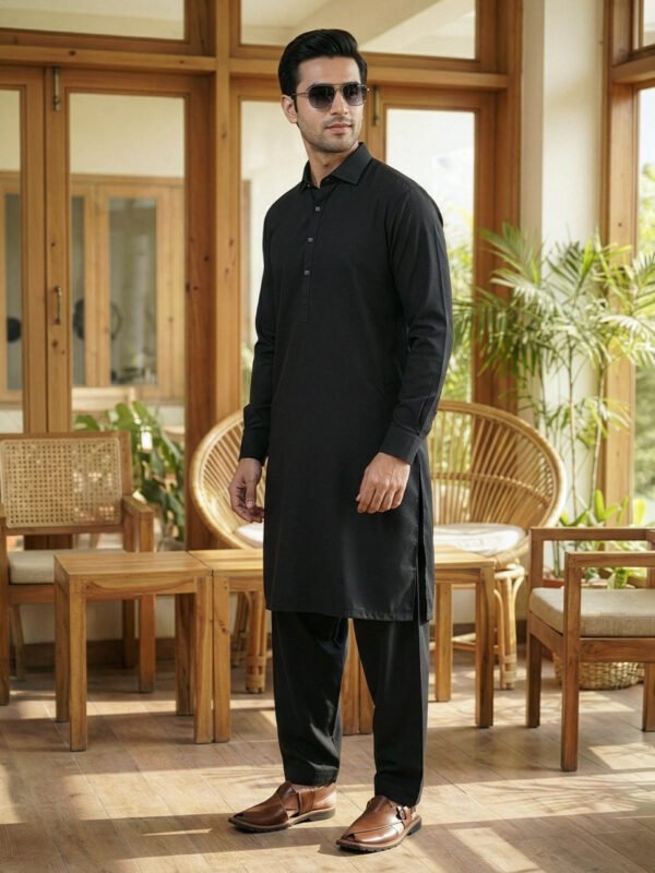 Black Designer Shalwar Kameez (SK-640)