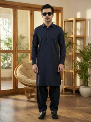 Charcoal Designer Shalwar Kameez (SK-642)