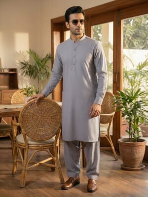Grey Designer Kurta Shalwar (SK-646)