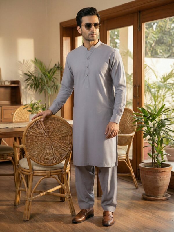 Grey Designer Kurta Shalwar (SK-646)