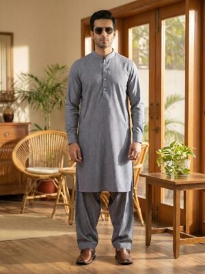 Grey Designer Kurta Shalwar (SK-652)