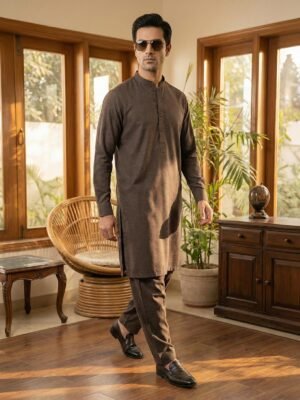 Brown Designer Kurta Shalwar (SK-653)