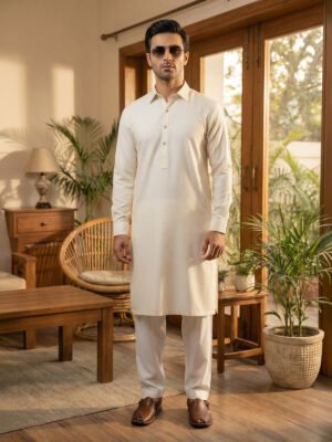 Off White Designer Shalwar Kameez (SK-655)