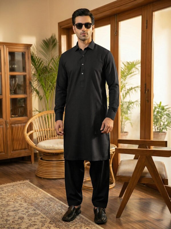 Black Designer Shalwar Kameez (SK-658)