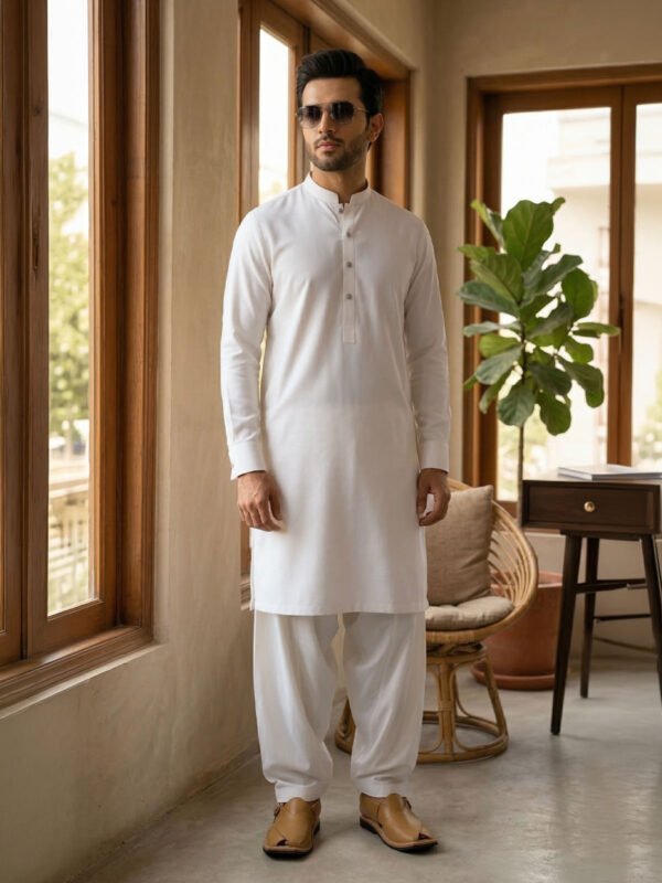 Off White Designer Kurta Shalwar (SK-661)