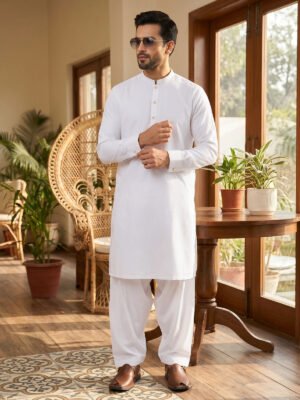 Off White Designer Kurta Shalwar (SK-664)