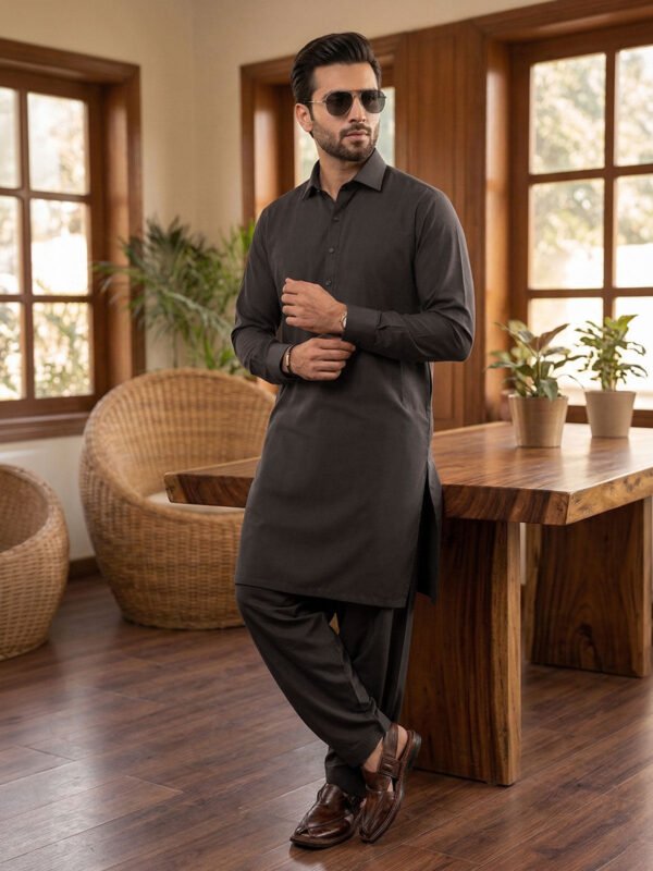 Dark Brown Designer Shalwar Kameez (SK-668)