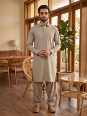 Khaki Designer Shalwar Kameez (SK-669)