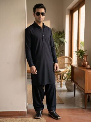 Black Designer Shalwar Kameez (SK-672)