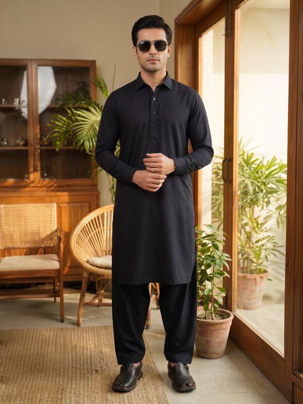 Black Designer Shalwar Kameez (SK-673)