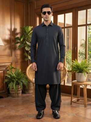 Charcoal Designer Shalwar Kameez (SK-677)