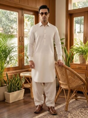 Off White Designer Shalwar Kameez (SK-685)