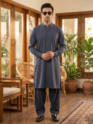 Grey Designer Kurta Shalwar (SK-689)
