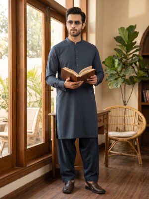 Charcoal Designer Kurta Shalwar (SK-690)