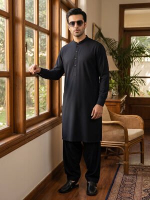 Black Designer Kurta Shalwar (SK-707)