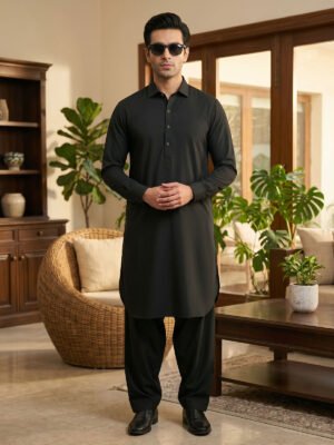 Dark Green Designer Kurta Shalwar (SK-695)