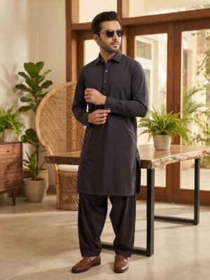 Dark Brown Designer Shalwar Kameez (SK-702)