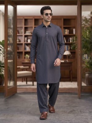 Grey Designer Kurta Shalwar (SK-714)