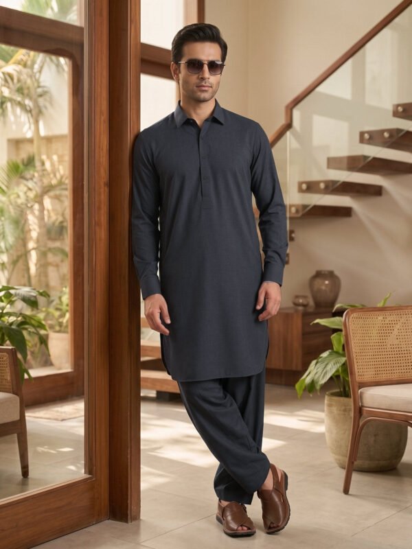 Dark Grey Designer Kurta Shalwar (SK-718)
