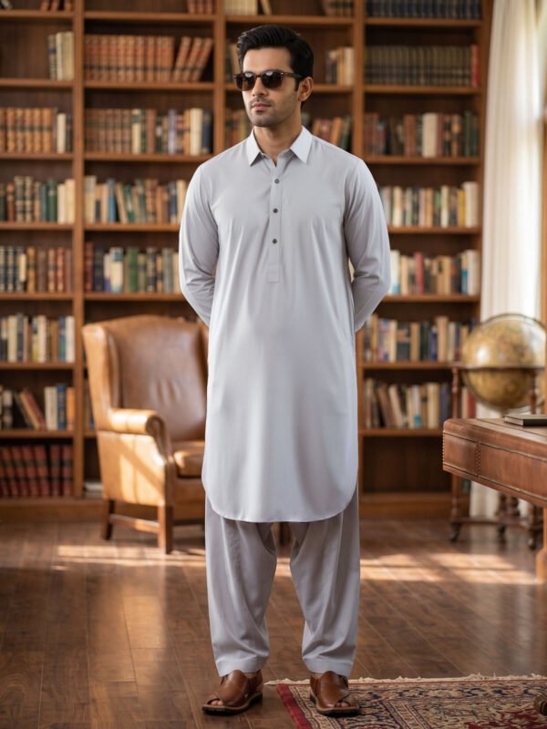 Light Grey Designer Shalwar Kameez (SK-722)